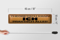 Blechschild Spruch 46x10cm theoretisch ich praktisch alles Dekoration