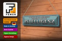 Blechschild Spruch 46x10cm Intelligenz gerecht verteilt Dekoration