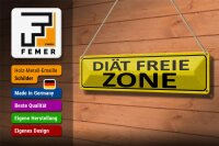 Blechschild Spruch 46x10cm Diät freie ZONE Geschenk Dekoration