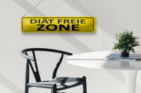 Blechschild Spruch 46x10cm Diät freie ZONE Geschenk Dekoration
