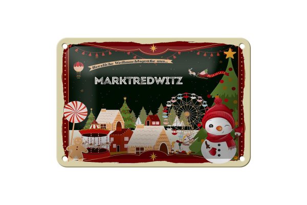 Blechschild Weihnachten Grüße MARKTREDWITZ Geschenk Dekoration  18x12cm