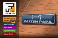 Blechschild Spruch 46x10cm Katzen Papa Geschenk Dekoration