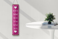 Blechschild Spruch 10x46cm Zwei Menschen Herzen eine Liebe Dekoration