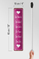 Blechschild Spruch 10x46cm Zwei Menschen Herzen eine Liebe Dekoration