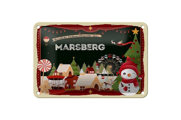 Blechschild Weihnachten Grüße MARSBERG Geschenk Dekoration  18x12cm
