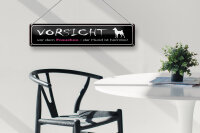 Blechschild Hinweis 46x10cm Vorsicht Frauchen Hund harmlos Dekoration