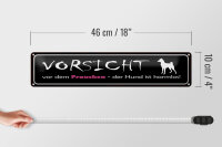 Blechschild Hinweis 46x10cm Vorsicht Frauchen Hund harmlos Dekoration