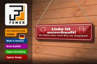 Blechschild Spruch 46x10cm Liebe ausverkauft Bier Angebot Dekoration