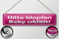 Blechschild Hinweis 46x10cm bitte klopfen Baby...