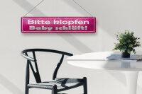Blechschild Hinweis 46x10cm bitte klopfen Baby schläft Dekoration