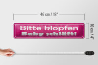 Blechschild Hinweis 46x10cm bitte klopfen Baby schläft Dekoration