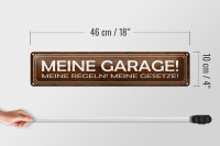Blechschild Spruch 46x10cm meine Garage Regeln Gesetze Dekoration