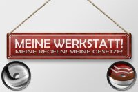 Blechschild Spruch 46x10cm meine Werkstatt Regeln Gesetze Dekoration