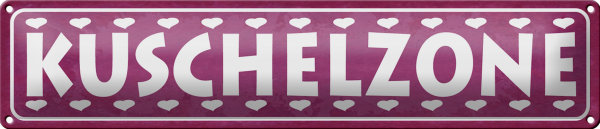 Blechschild Spruch 46x10cm Kuschelzone Herzen Geschenk Dekoration