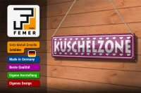 Blechschild Spruch 46x10cm Kuschelzone Herzen Geschenk Dekoration