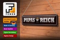 Blechschild Spruch 46x10cm Papas Reich Grill Dekoration