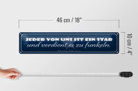 Blechschild Spruch 46x10cm jeder von uns ist ein Star und Dekoration