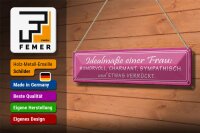 Blechschild Spruch 46x10cm Idealmaße einer Frau humorvoll Dekoration