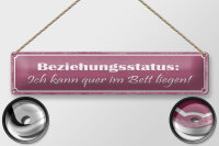 Blechschild Spruch 46x10cm Beziehungsstatus quer im Bett Dekoration