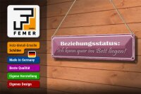 Blechschild Spruch 46x10cm Beziehungsstatus quer im Bett Dekoration