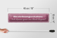 Blechschild Spruch 46x10cm Beziehungsstatus quer im Bett Dekoration