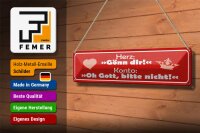 Blechschild Spruch 46x10cm Herz Gönn dir Konto Oh Gott Dekoration