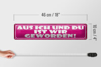 Blechschild Spruch 46x10cm aus ich und du ist wir geworden Dekoration