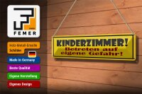 Blechschild Hinweis 46x10cm Kinderzimmer betreten Gefahr Dekoration