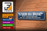 Blechschild Spruch 46x10cm es trinkt Mensch es säuft Pferd Dekoration