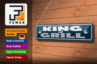 Blechschild Hinweis 46x10cm King of Grill Grillen Dekoration