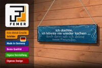 Blechschild Spruch 46x10cm Freundin ich kann wieder lachen