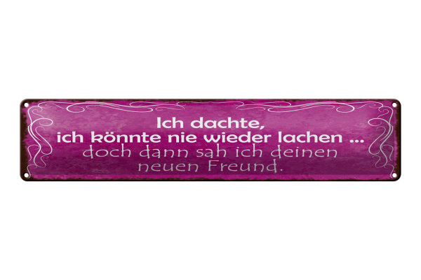 Blechschild Spruch 46x10cm Freund ich kann wieder lachen