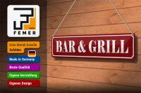 Blechschild Hinweis 46x10cm Bar & Grill Dekoration