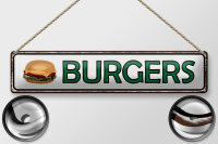 Blechschild Hinweis 46x10cm Burger Fast Food Dekoration