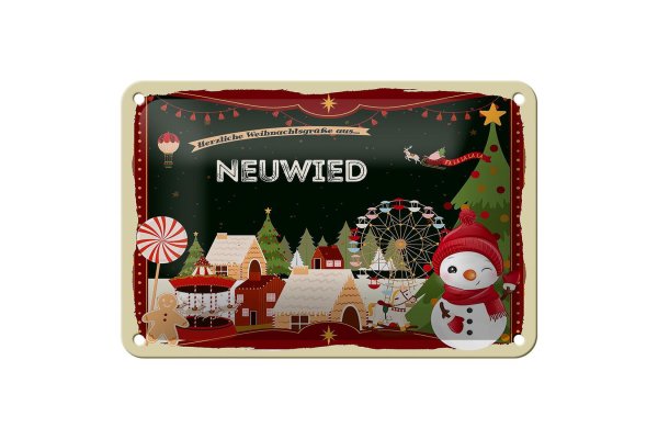 Blechschild Weihnachten Grüße aus NEUWIED Geschenk Dekoration  18x12cm