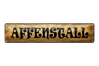 Blechschild Hinweis 46x10cm Affenstall Dekoration