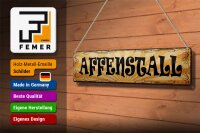 Blechschild Hinweis 46x10cm Affenstall Dekoration