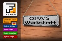 Blechschild Spruch 46x10cm Opas Werkstatt Familie Dekoration