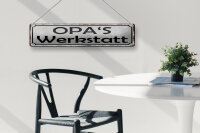 Blechschild Spruch 46x10cm Opas Werkstatt Familie Dekoration