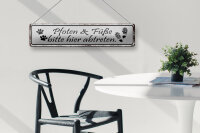 Blechschild Spruch 46x10cm Pfoten Füße bitte hier abtreten Dekoration