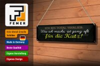 Blechschild Spruch 46x10cm Ich bin total tierlieb Dekoration