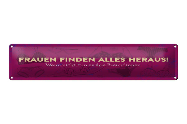 Blechschild Spruch 46x10cm Frauen finden alles heraus Dekoration
