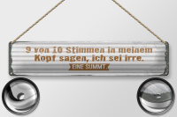 Blechschild Spruch 46x10cm 9 von 10 Stimmen in meinem...
