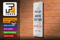 Blechschild Spruch 10x46cm Hinter jeder langen Ehe steckt immer Dekoration