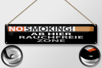 Blechschild Hinweis 46x10cm No Smoking Rauchfreie Zone...