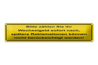 Blechschild Hinweis 46x10cm Bitte zählen Sie...