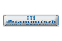 Blechschild Hinweis 46x10cm Stammtisch hier sitzen...
