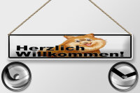Blechschild Spruch 46x10cm Herzlich Willkommen Hunde Dekoration