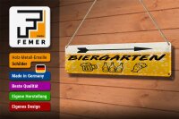 Blechschild 46x10cm Biergarten rechts Bier Geschenk Dekoration