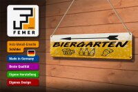 Blechschild 46x10cm Biergarten links Bier Geschenk Dekoration